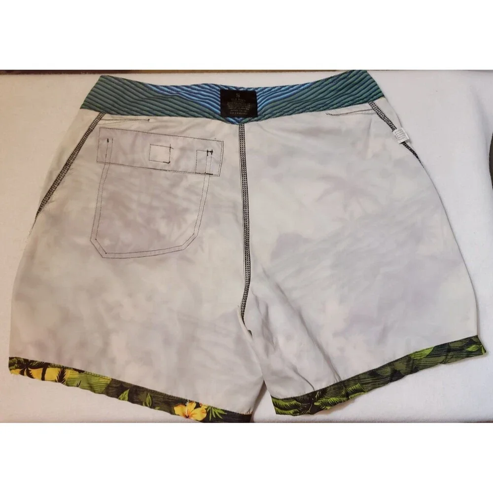 Old Navy Board Shorts Men's Size S Tropical Palm Tree Hawaiian Swim Trunks Green